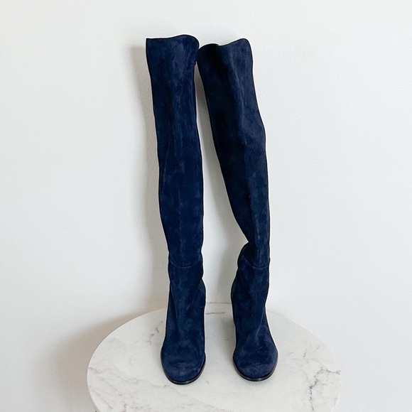 Stuart Weitzman NEW 5050 City Block Over the Knee Blue Suede Size 4.5 US 35 EU - Picture 7 of 10